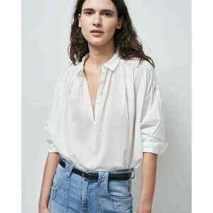 Nili Lotan Miles Tunic Shirt Top Cotton White Long Sleeve Oversized L 287091